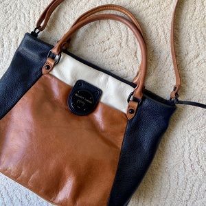 Elliot Lucca Tri-Color Leather Shoulder Satchel